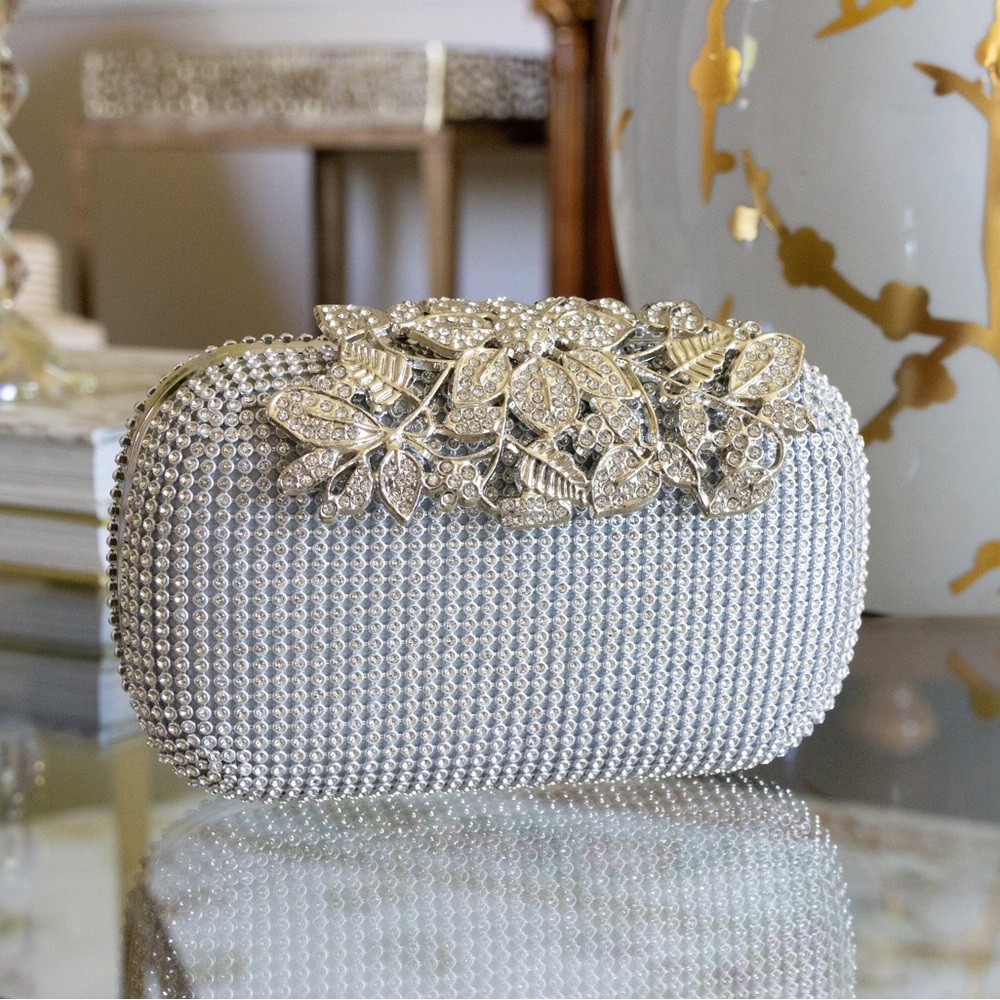 Leaf Flower Diamond Bag, Rhinestone Clutch, Crystal Purse, Dazzling Crossbody